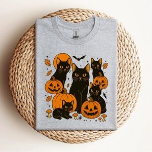 Spooky Black Cat Halloween T-Shirt